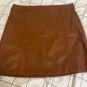 A brown leather skirt